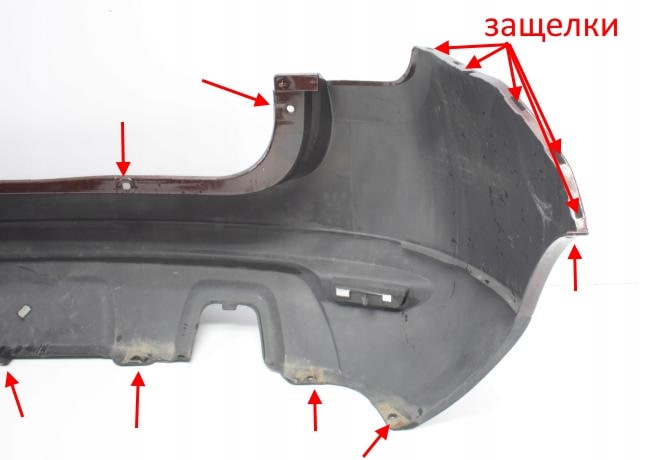 The attachment of the rear bumper Renault (Dacia) Duster