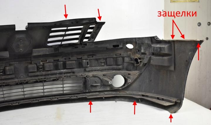 The attachment of the front bumper Renault Espace 4 (2002-2014)