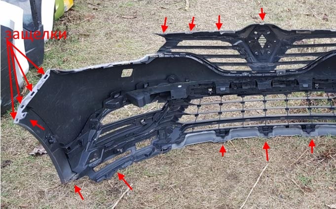 Puntos de fijación del parachoques delantero Renault Espace 5 (después de 2015)