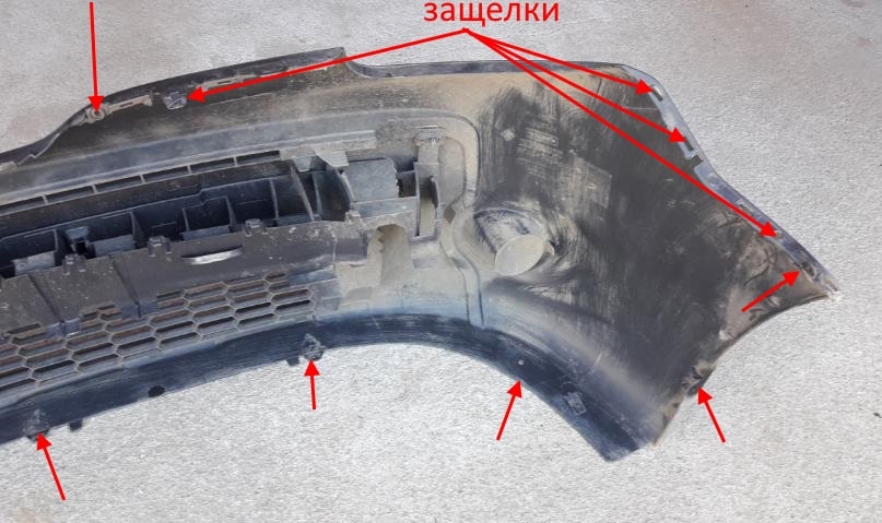 The attachment of the front bumper Renault Kangoo 2 (after 2007)