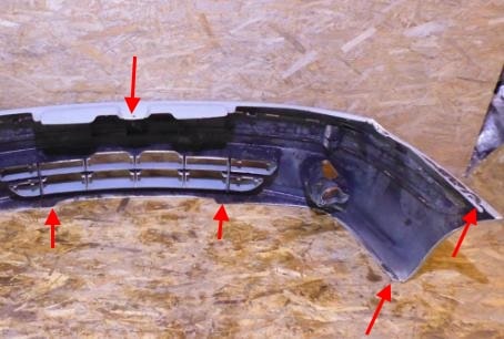 The attachment of the front bumper Renault Megane 1 (1995-2002)