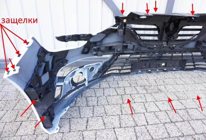 The attachment of the front bumper Renault Megane 4 (post-2015)