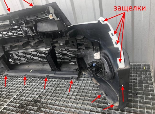 Puntos de fijación del parachoques delantero Renault / Dacia Sandero (Sandero Stepway) 2 (desde 2012)