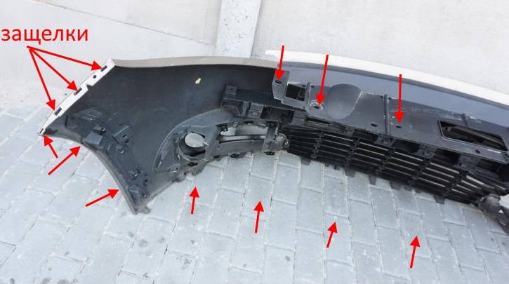 The attachment of the front bumper Renault Scenic 3 (2009-2015)