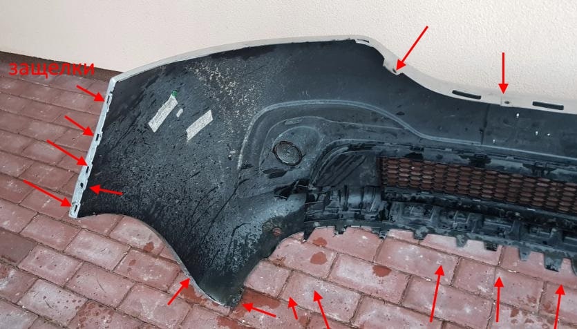 The mounting location of the front bumper Renault Trafic 3 (after 2014)