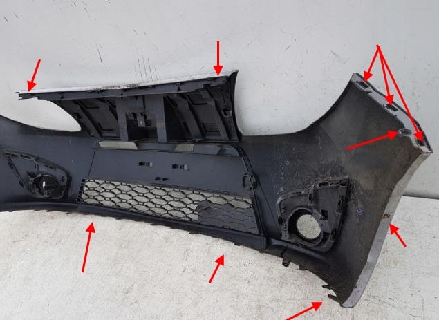 The attachment of the front bumper Renault Twingo 2 (2007-2014)
