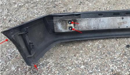 the attachment of the rear bumper Saab 900 (1993-1998)