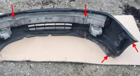 the attachment of the front bumper Saab 900 (1993-1998)