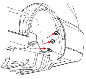 The scheme of fastening of the rear bumper Saturn L-Series 