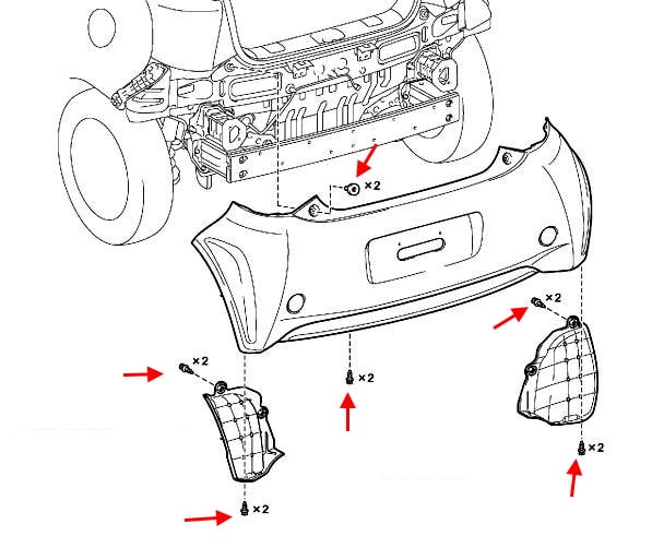 Scion iQ rear bumper mounting diagram