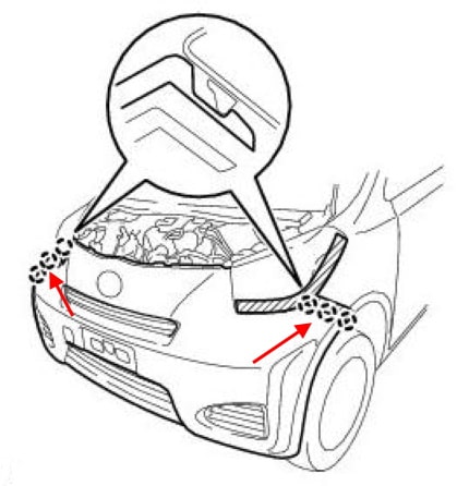 Scion iQ front bumper attachment diagram