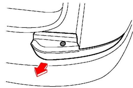 the scheme of fastening of the rear bumper Subaru Tribeca B9 (2005-2007)