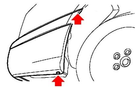 the scheme of fastening of the rear bumper Subaru Tribeca B9 (2005-2007)