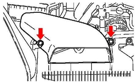 the scheme of fastening of the air intake Subaru B9 Tribeca (2008-2014)