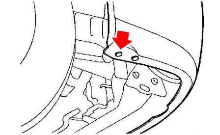 the scheme of fastening of the front bumper Subaru Legacy (1998-2003)