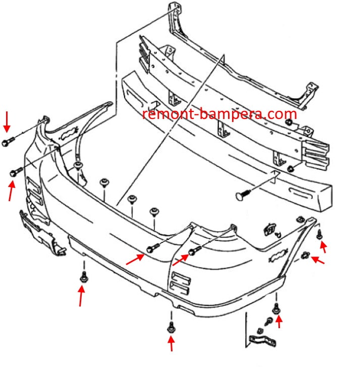 Aerio / Liana rear bumper mounting scheme (2001-2007)