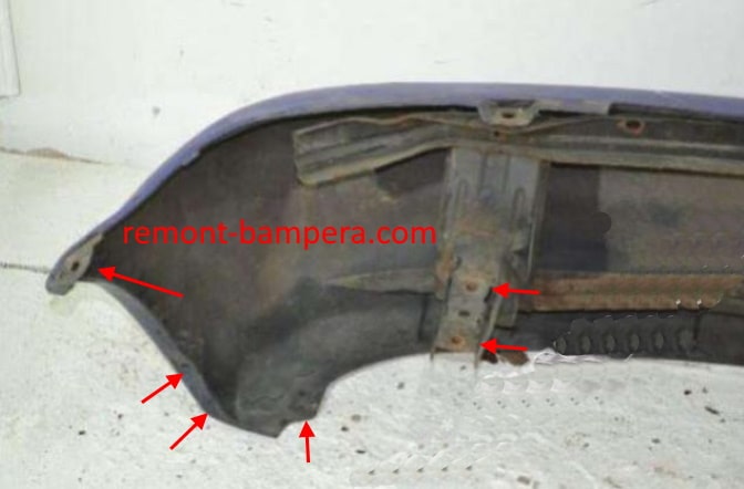 rear bumper attachment points Suzuki Baleno I (1995-2002)