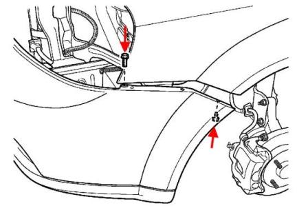 Diagrama de montaje del parachoques delantero Suzuki Forenza (Reno)