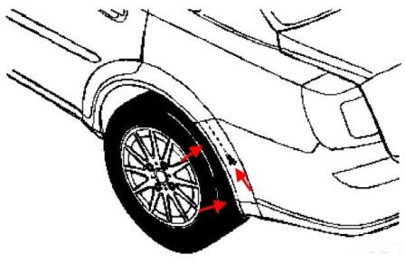 Diagrama de montaje del parachoques trasero Suzuki Forenza (Reno)