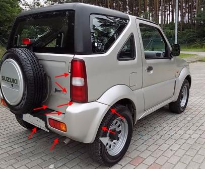 the attachment of the rear bumper Suzuki Jimny (1998 -)