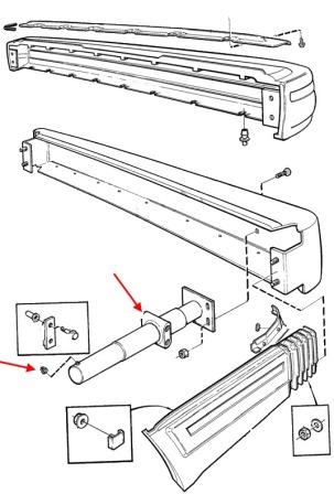 the scheme of fastening of the rear bumper Volvo 740-960