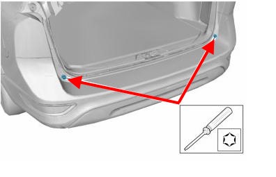 the scheme of fastening of the rear bumper Volvo S60, XC60, XC70 (after 2010)