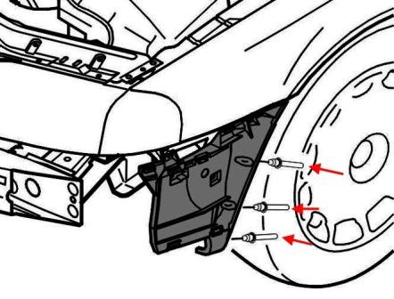 the scheme of fastening of the front bumper Volvo S80 (1998-2006)