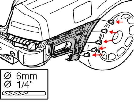 the scheme of fastening of the rear bumper Volvo S80 (1998-2006)