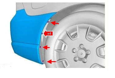 the scheme of fastening of the rear bumper Volvo S80 (2006-2016)