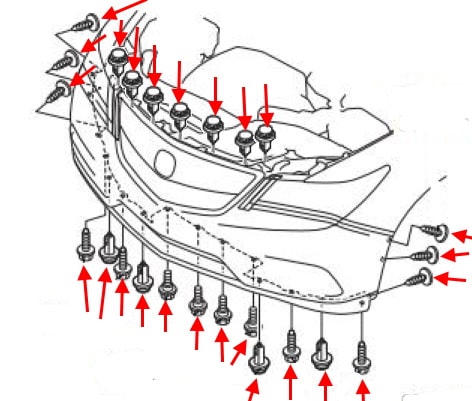 Schéma de montage du pare-chocs avant Acura MDX (2014-2020)