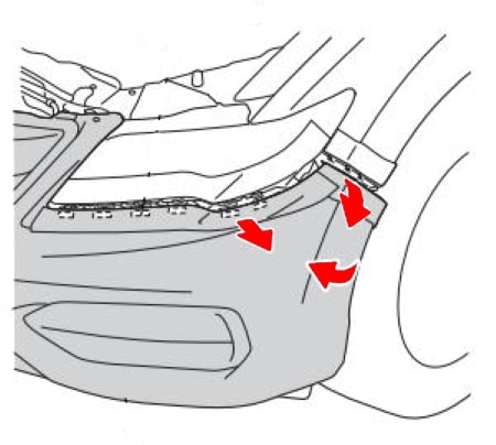 Esquema de montaje del parachoques delantero Acura RDX (2012-2018)