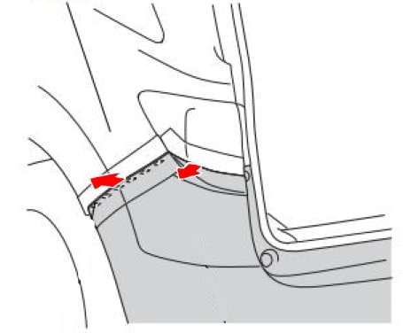 Schéma de montage du pare-chocs arrière Acura RDX (2012-2018)