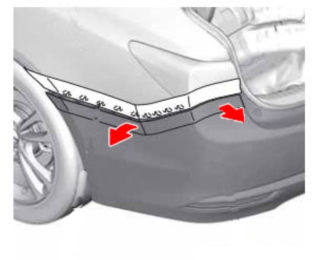 Esquema de montaje del parachoques trasero Acura TLX (2014+)