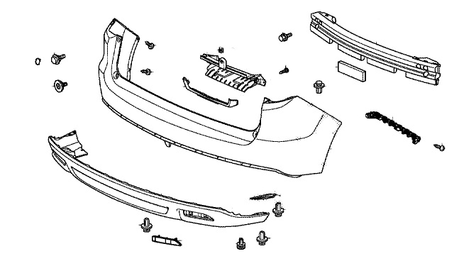 rear bumper mounting scheme Acura RDX (after 2012)