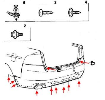 Montageplan für die hintere Stoßstange Acura TL (2004-2008)