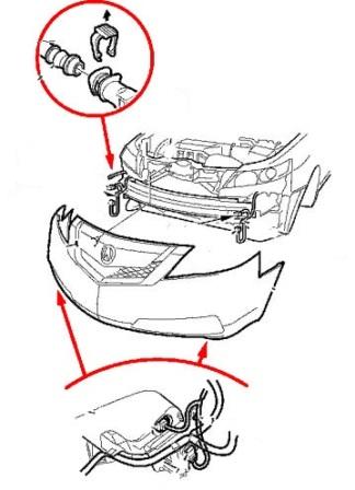 front bumper mounting scheme Acura TL (2008-2014)