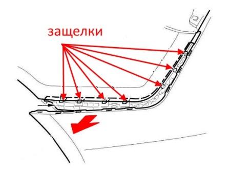 Diagrama de montaje del parachoques trasero del Acura ZDX