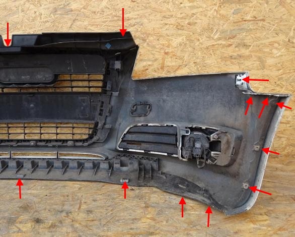 attachment points of the front bumper Audi A3 II 8P (2003-2013)