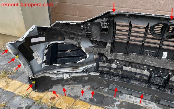 места крепления переднего бампера Audi Q3 II F3 (2018+)