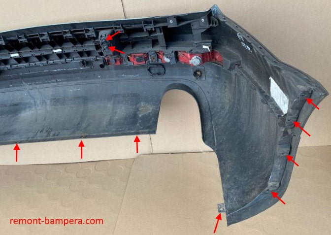 rear bumper attachment points Audi Q7 I 4L (2005-2015)