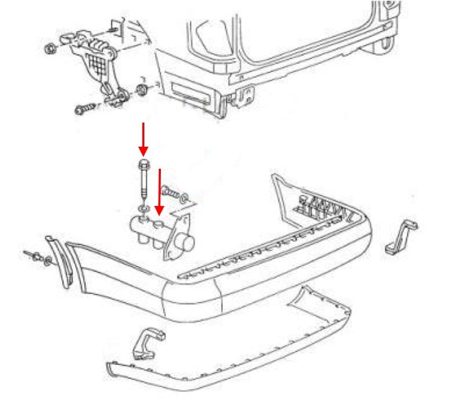 Rear bumper mounting diagram Audi A6 I C4 (1994-1997)