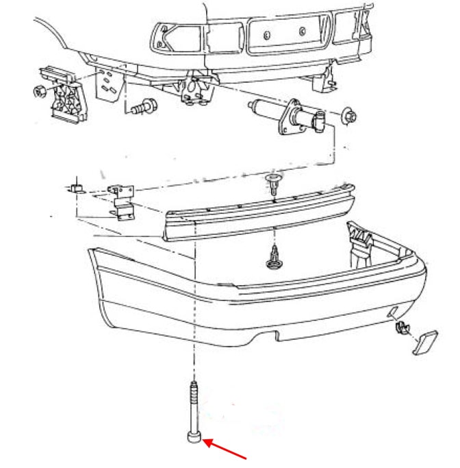 Rear bumper mounting scheme Audi A8 I D2 (1994-2002)