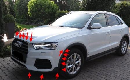 mounting points for the front bumper AUDI Q3