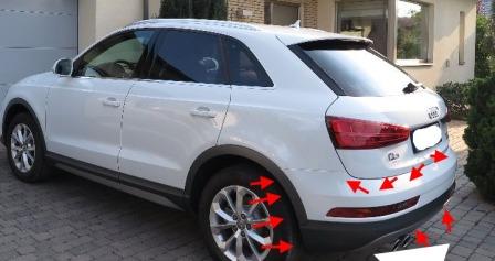 mounting points for the rear bumper AUDI Q3