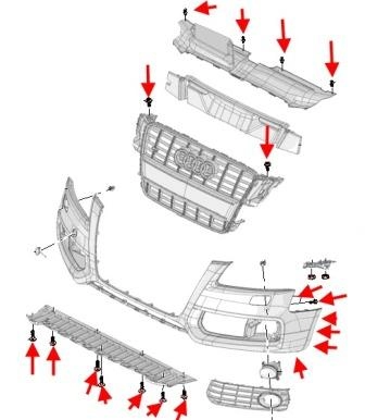 diagrama de montaje del parachoques delantero AUDI A5