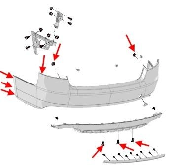 diagrama de montaje del parachoques trasero AUDI A5