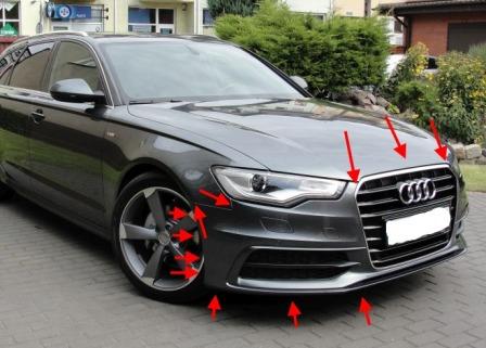 mounting points for the front bumper AUDI A6 C7