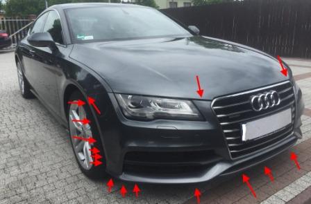 mounting points for the front bumper AUDI A7
