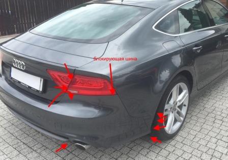 puntos de fijación del parachoques trasero Audi A7 I 4G (2010-2018)