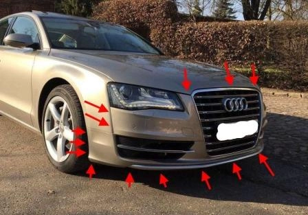 mounting points for the front bumper AUDI A8 D4